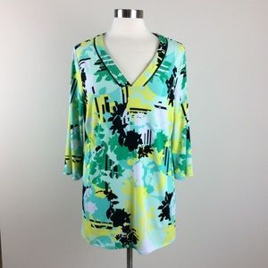 Kari Blue floral knit tunic Size 0X